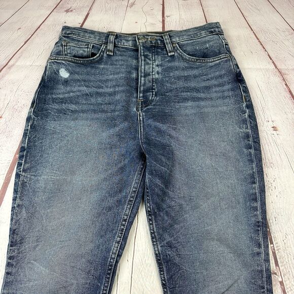 Hudson Women's Jeans Sz 28 Blue Holly MBL Distressed  Raw Hem Mid-Rise 26L - Picture 3 of 14